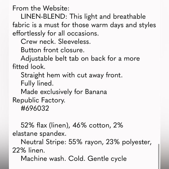 Banana Republic Linen Tailored Vest Long Line Cut Away Neutral Striped New NWOT - Picture 16 of 16